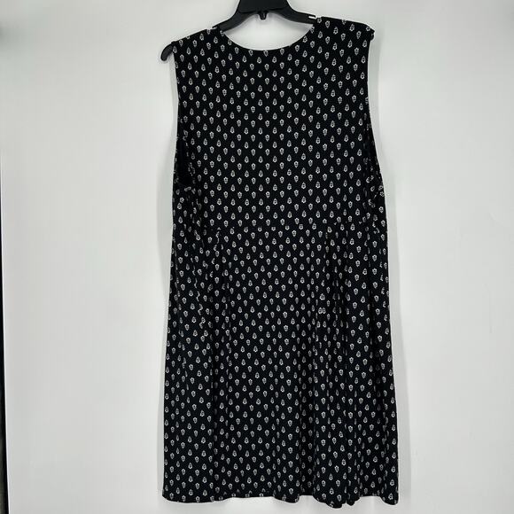 J Jill Wearever Black Printed Dress Pleated Sleeveless Stretch Knee Length Sz 4X - Picture 5 of 9